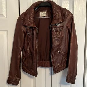 Brown leather jacket